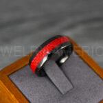 Black Wedding Band, Black Wedding Ring, Black Tungsten Ring with Red Carbon Fiber Inlay, 8mm Black Ring