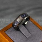 American Flag Ring, Black Wedding Band, Black Wedding Ring, Black Tungsten Ring with Blue Carbon Fiber Inlay, 8mm Black Ring