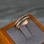 Rose Gold Wedding Band, Rose Gold Wedding Ring, Rose Gold Tungsten Ring with Black Carbon Fiber Inlay, 4mm Rose Gold Ring