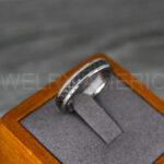 Silver Wedding Band, Silver Wedding Ring, Silver Tungsten Ring with Black Carbon Fiber Inlay, 4mm Silver Ring