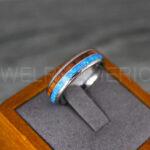 Opal Ring, Opal Wedding Band, Galaxy Ring, Galaxy Wedding Band, Wood Wedding Ring, Silver Wedding Band