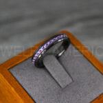 Black Wedding Band, Black Wedding Ring, Black Tungsten Ring with Purple Carbon Fiber Inlay, 4mm Black Ring