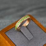 Rose Gold Wedding Band, Rose Gold Wedding Ring, Rose Gold Tungsten Ring with Green Carbon Fiber Inlay, 4mm Rose Gold Ring