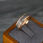 Rose Gold Wedding Rings, Rose Gold Wedding Bands, Rose Gold Rings with Black Carbon Fiber Inlay - Image 3