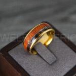 Wood Ring, Wood Wedding Band, Wood Wedding Ring, Gold Wedding Ring, Gold Wedding Band - Image 2