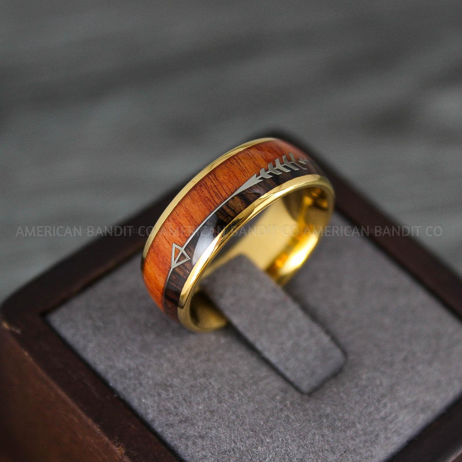 IMG_8227 Wood Ring, Wood Wedding Band, Wood Wedding Ring, Gold Wedding Ring, Gold Wedding Band - Image 1