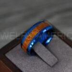 Wood Ring, Wood Wedding Band, Wood Wedding Ring, Blue Wedding Ring, Blue Wedding Band