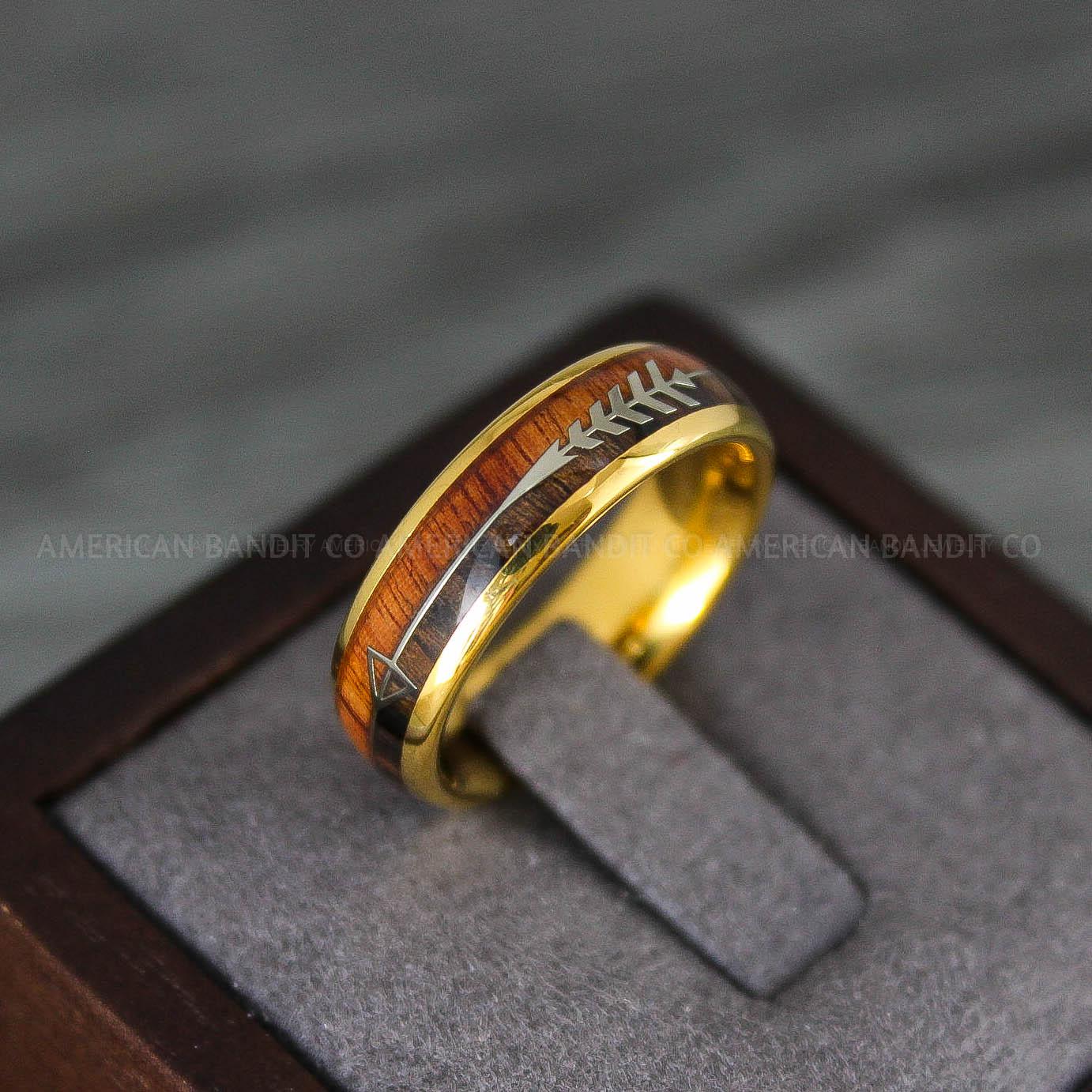 IMG_8239 Wood Ring, Wood Wedding Band, Wood Wedding Ring, Gold Wedding Ring, Gold Wedding Band - Image 1
