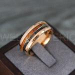 Wood Ring, Wood Wedding Band, Wood Wedding Ring, Rose Gold Wedding Ring, Rose Gold Wedding Band