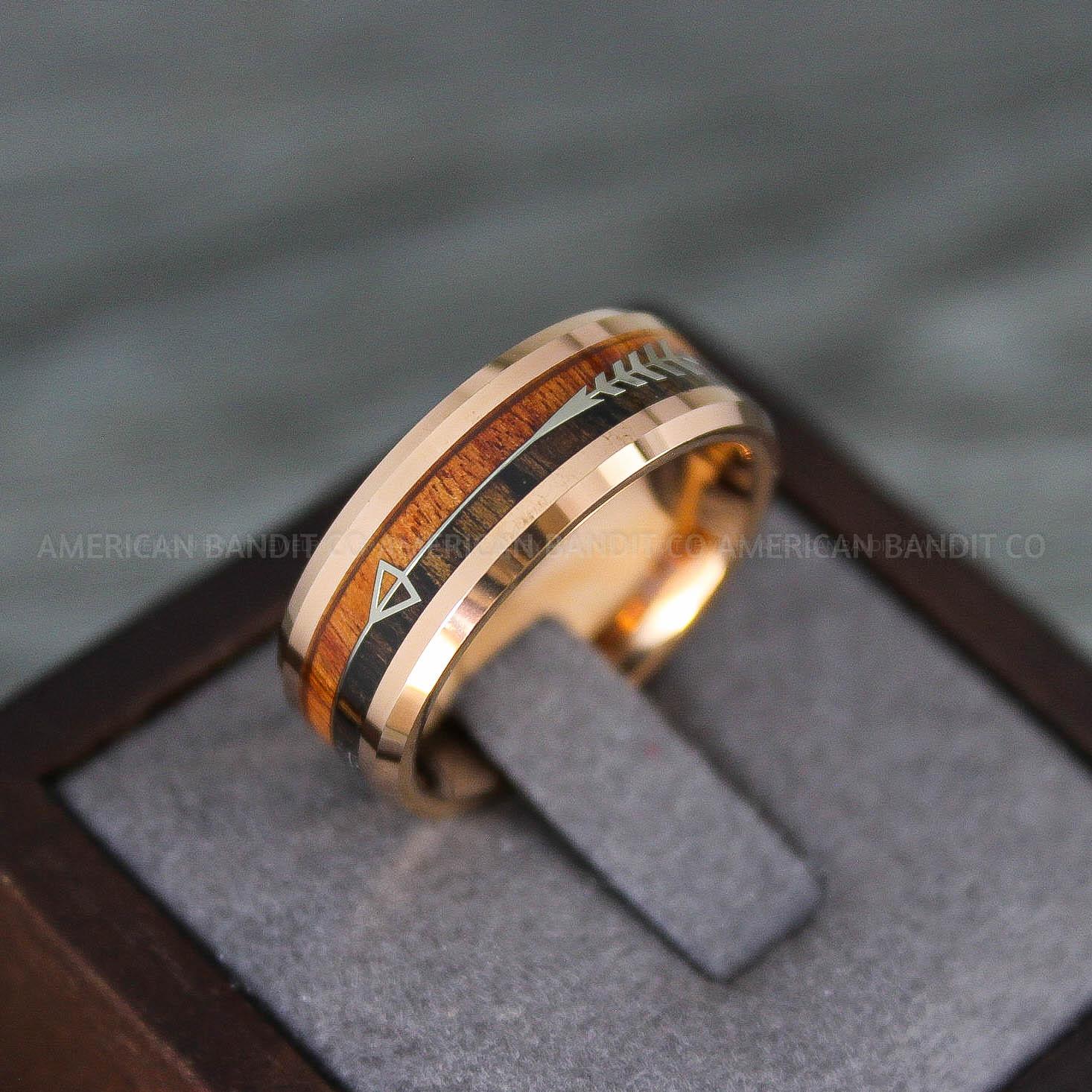 IMG_8249 Wood Ring, Wood Wedding Band, Wood Wedding Ring, Rose Gold Wedding Ring, Rose Gold Wedding Band - Image 1