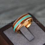 Turquoise Ring, Turquoise Wedding Ring, Turquoise Wedding Band, Turquoise Jewelry, Wood Ring, Wood Wedding Ring