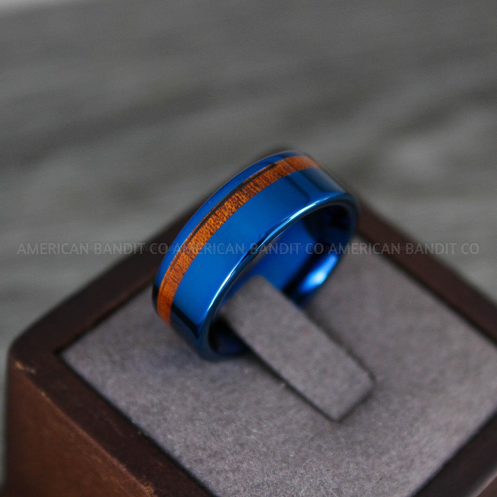 IMG_8252 Wood Ring, Wood Wedding Band, Blue Wood Ring, Blue Wedding Band, Wood Wedding Ring, Blue Wedding Ring - Image 1