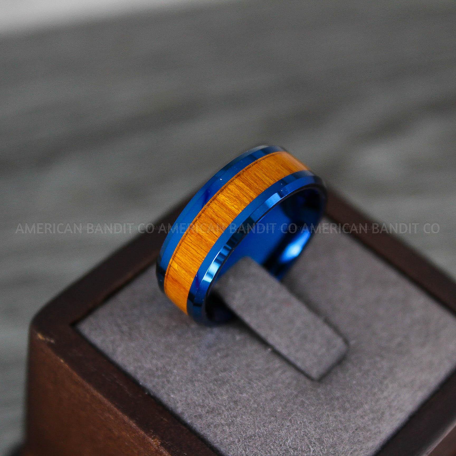IMG_8253 Wood Ring, Wood Wedding Band, Blue Wood Ring, Blue Wedding Band, Wood Wedding Ring, Blue Wedding Ring - Image 1