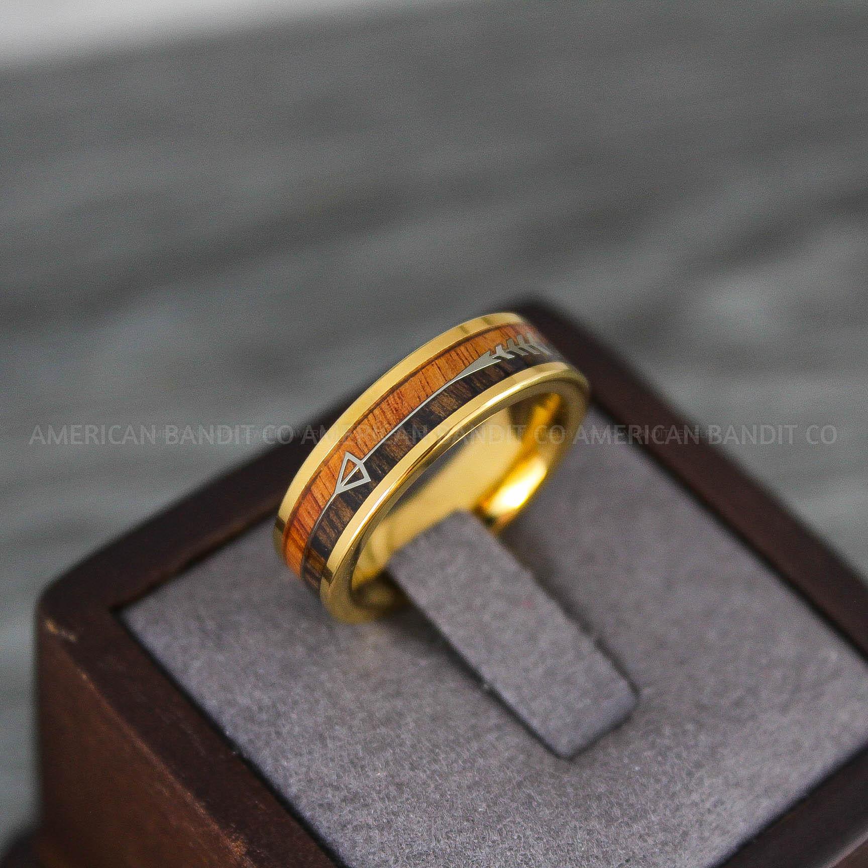 IMG_8258 Wood Ring, Wood Wedding Band, Wood Wedding Ring, Gold Wedding Ring, Gold Wedding Band - Image 1