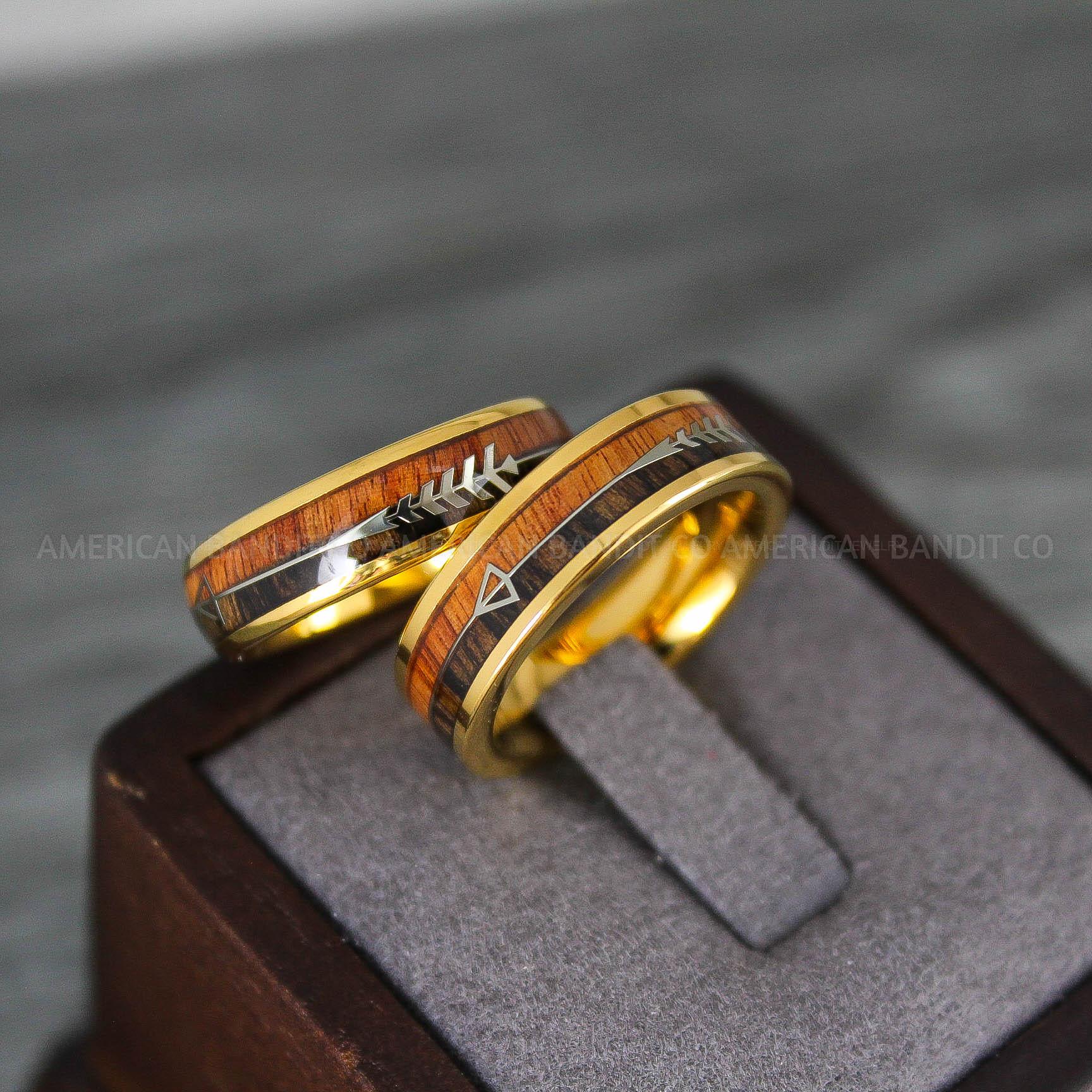 IMG_8259 Wood Rings, Wood Wedding Bands, Wood Wedding Rings, Gold Wedding Rings, Gold Wedding Bands - Image 1