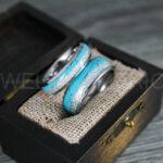 Turquoise Rings, Meteorite Rings, Meteorite Wedding Rings, Meteorite Wedding Bands, Meteorite Jewelrys, Turquoise Wedding Rings, Turquoise Wedding Bands, Meteor Rings - Image 2