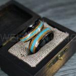 Turquoise Rings, Whiskey Barrel Wood Rings, Turquoise Wedding Bands, Galaxy Rings, Galaxy Wedding Bands, Crushed Turquoise Wedding Rings