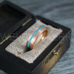 Turquoise Rings, Turquoise Wedding Rings, Turquoise Wedding Bands, Silver and Rose Gold Wedding Bands - Image 4