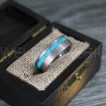 Turquoise Rings, Turquoise Wedding Rings, Turquoise Wedding Bands, Silver and Rose Gold Wedding Bands - Image 3