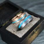 Turquoise Rings, Turquoise Wedding Rings, Turquoise Wedding Bands, Silver and Rose Gold Wedding Bands