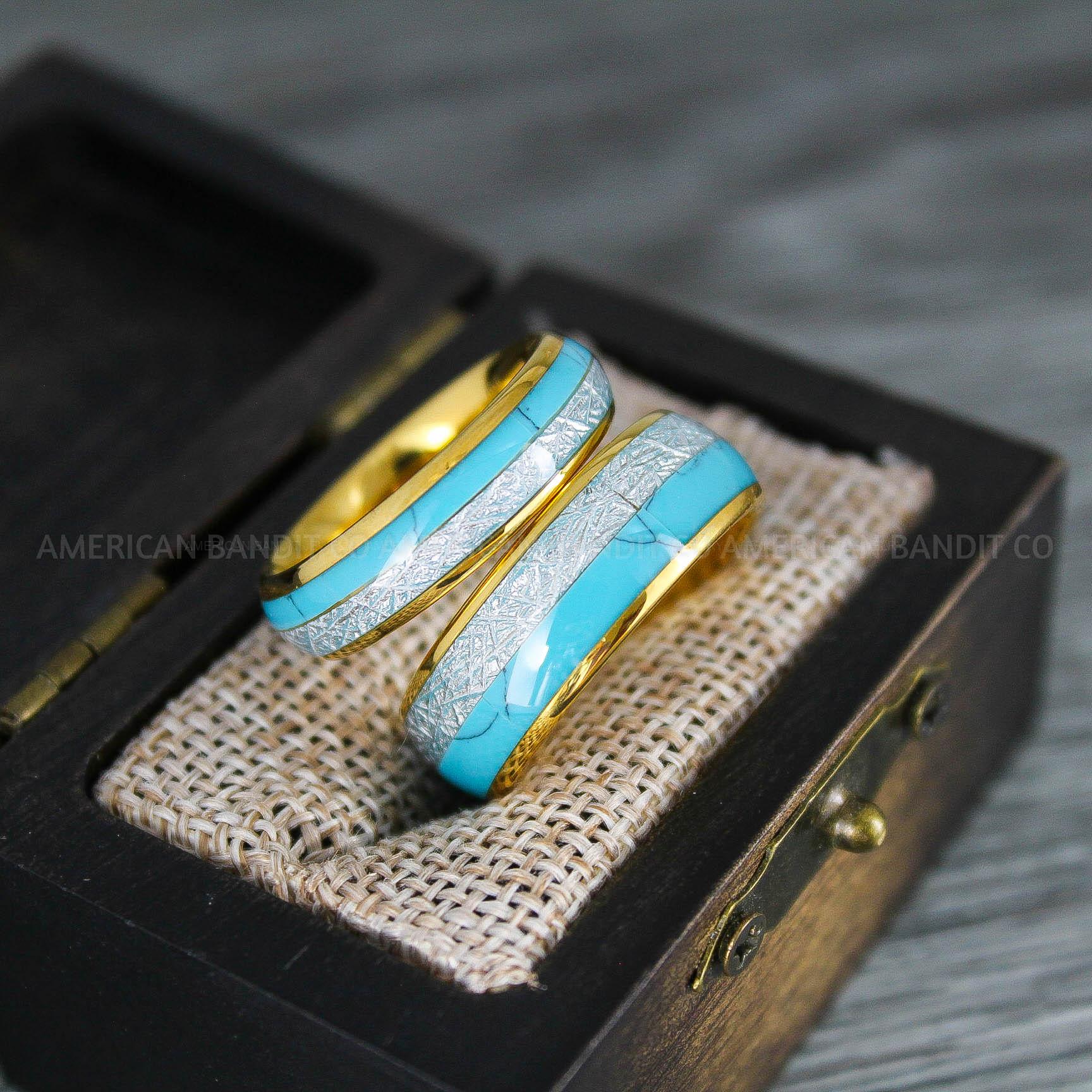 IMG_8285 Turquoise Rings, Meteorite Rings, Meteorite Wedding Rings, Meteorite Wedding Bands, Meteorite Jewelrys, Turquoise Wedding Rings, Turquoise Wedding Bands, Meteor Rings - Image 1