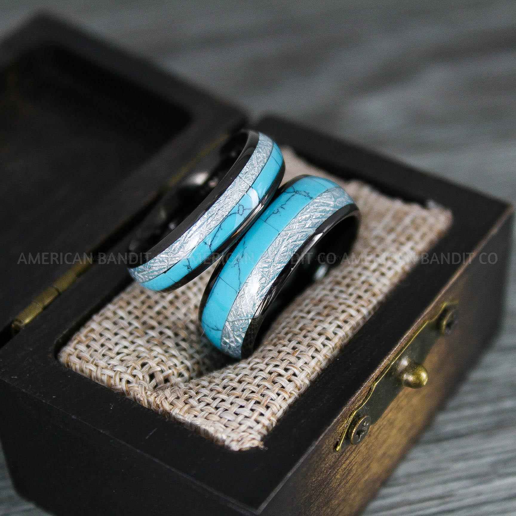 IMG_8287 Turquoise Rings, Meteorite Rings, Meteorite Wedding Rings, Meteorite Wedding Bands, Meteorite Jewelrys, Turquoise Wedding Rings, Turquoise Wedding Bands, Meteor Rings - Image 1