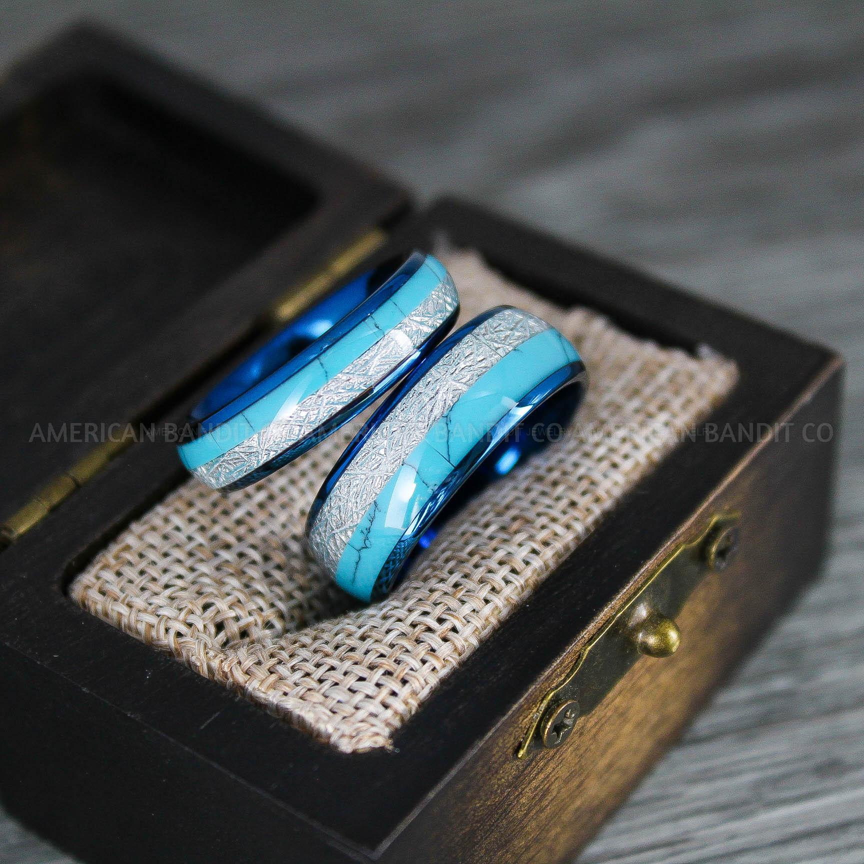 IMG_8296 Turquoise Rings, Meteorite Rings, Meteorite Wedding Rings, Meteorite Wedding Bands, Meteorite Jewelrys, Turquoise Wedding Rings, Turquoise Wedding Bands, Meteor Rings - Image 1