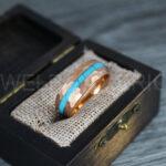 Turquoise Ring, Turquoise Wedding Ring, Turquoise Wedding Band, Turquoise Jewelry, Rose Gold Wedding Ring, Rose Gold Wedding Band, Turquoise Ring