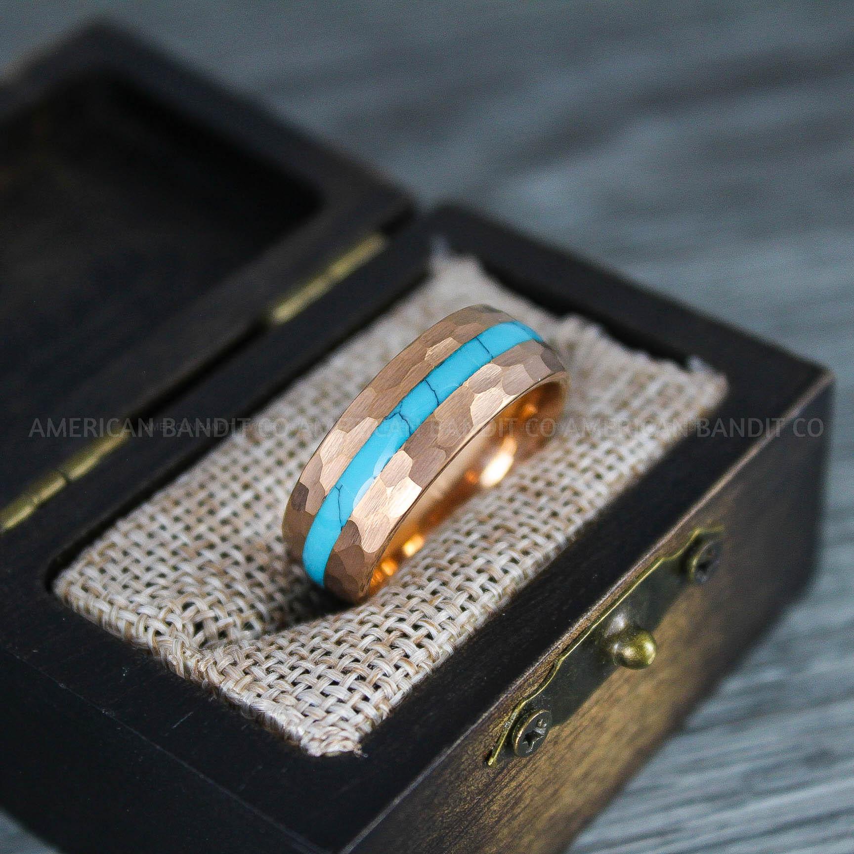 IMG_8297 Turquoise Ring, Turquoise Wedding Ring, Turquoise Wedding Band, Turquoise Jewelry, Rose Gold Wedding Ring, Rose Gold Wedding Band, Turquoise Ring - Image 1