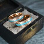 Turquoise Ring, Turquoise Wedding Ring, Turquoise Wedding Band, Turquoise Jewelry, Rose Gold Wedding Ring, Rose Gold Wedding Band, Turquoise Ring - Image 4