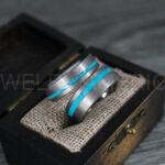 Turquoise Ring, Turquoise Wedding Ring, Turquoise Wedding Band, Silver Wedding Band - Image 2