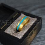 Turquoise Rings, Turquoise Wedding Rings, Turquoise Wedding Bands, Yellow Gold Wedding Bands - Image 3