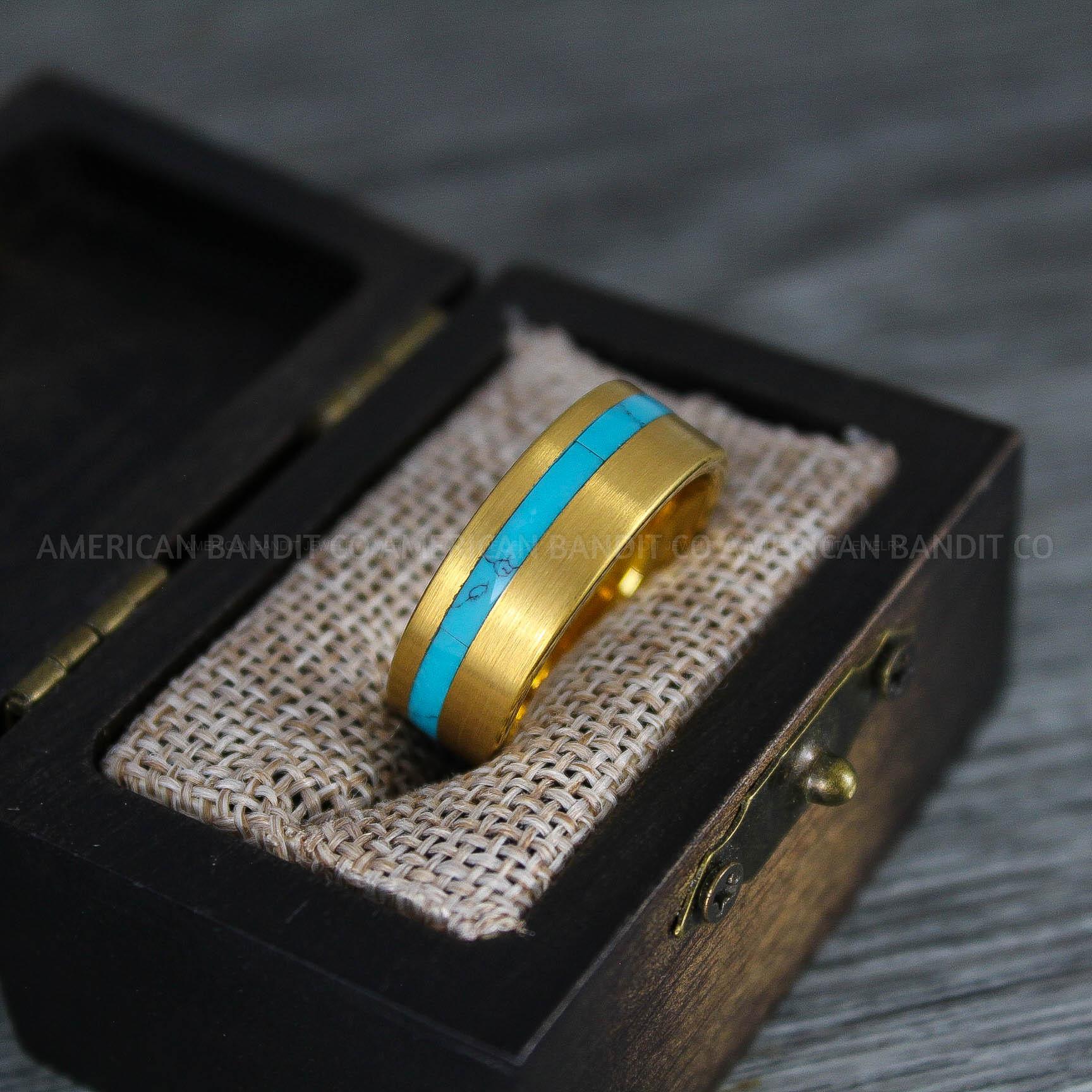 IMG_8308 Turquoise Ring, Turquoise Wedding Ring, Turquoise Wedding Band, Yellow Gold Wedding Band - Image 1