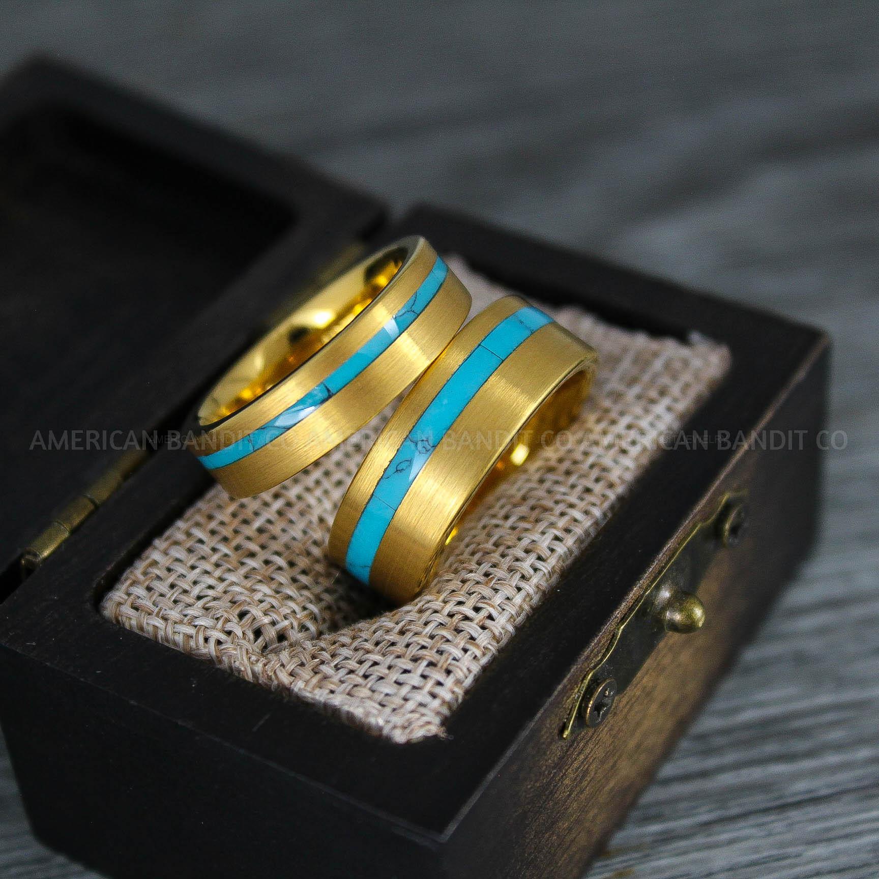 IMG_8309 Turquoise Rings, Turquoise Wedding Rings, Turquoise Wedding Bands, Yellow Gold Wedding Bands - Image 1