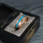 Turquoise Rings, Turquoise Wedding Rings, Turquoise Wedding Bands, Rose Gold Wedding Bands - Image 3