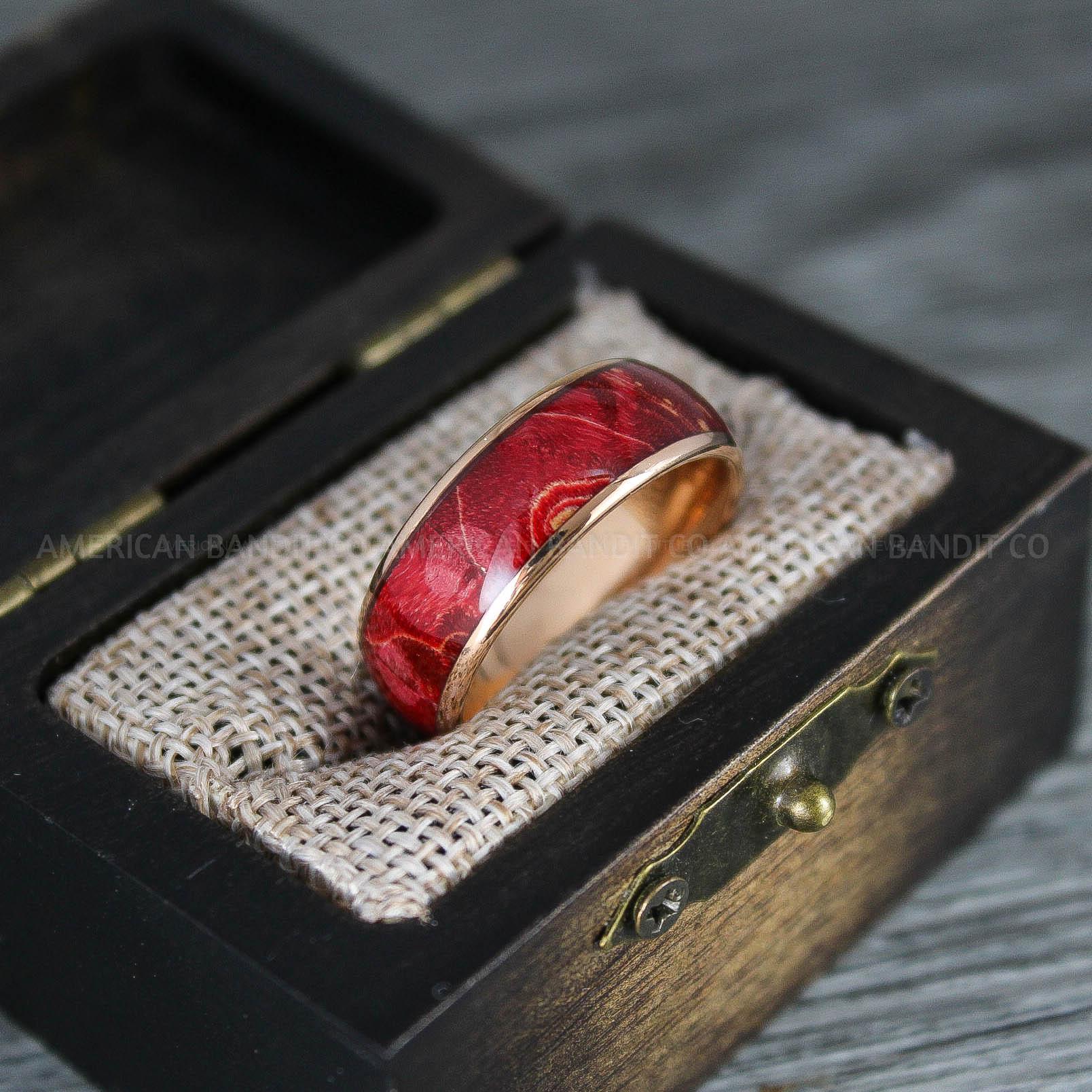 IMG_8319 Wood Ring, Wood Wedding Band, Rose Gold Wood Ring, Rose Gold Wedding Band, Wood Wedding Ring, Rose Gold Wedding Ring - Image 1