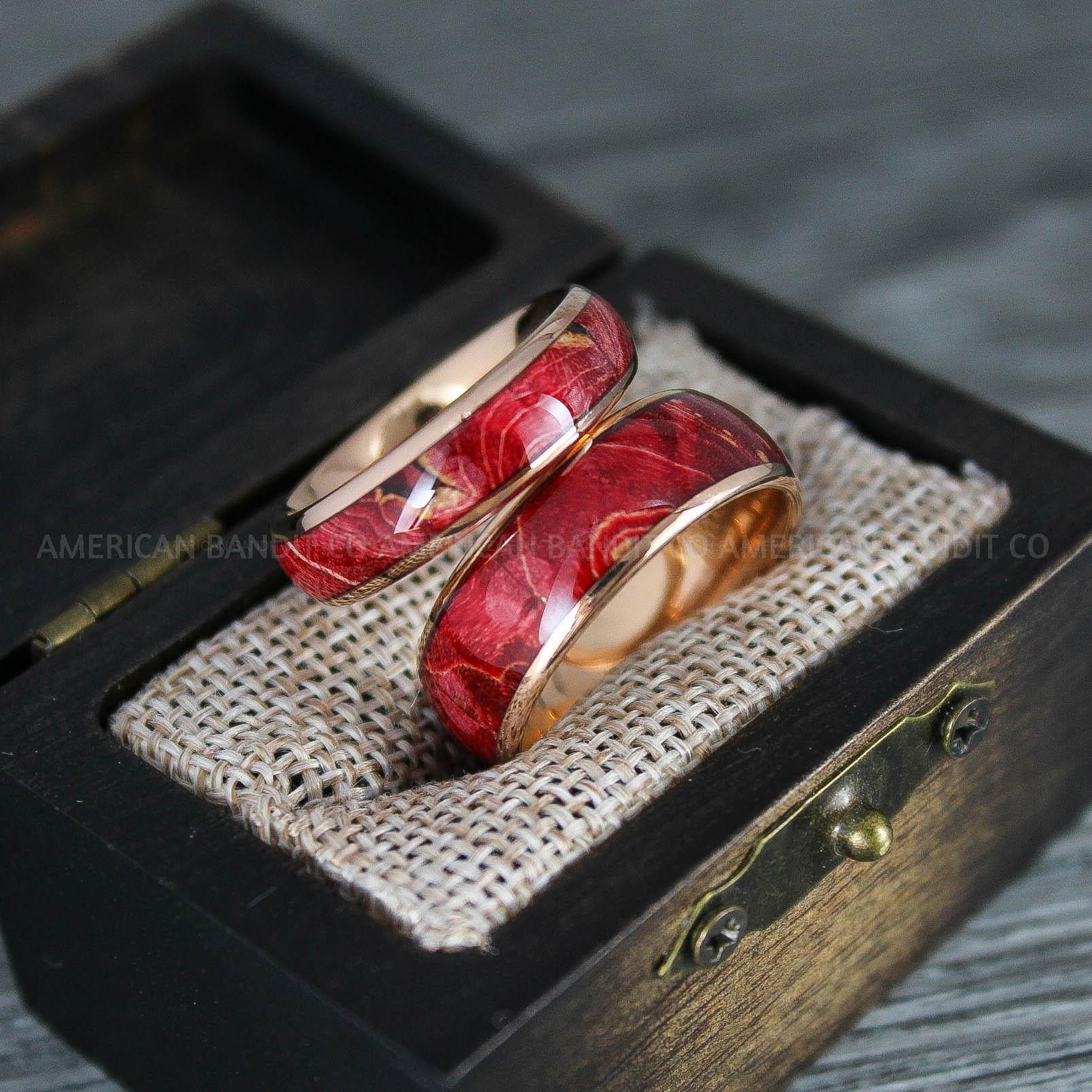 IMG_8320 Wood Rings, Wood Wedding Bands, Rose Gold Wood Rings, Rose Gold Wedding Bands, Wood Wedding Rings, Rose Gold Wedding Rings - Image 1