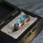 Abalone Shell Rings, Abalone Shell Jewelry, Abalone Shell Wedding Bands, Rose Gold Wedding Rings - Image 3