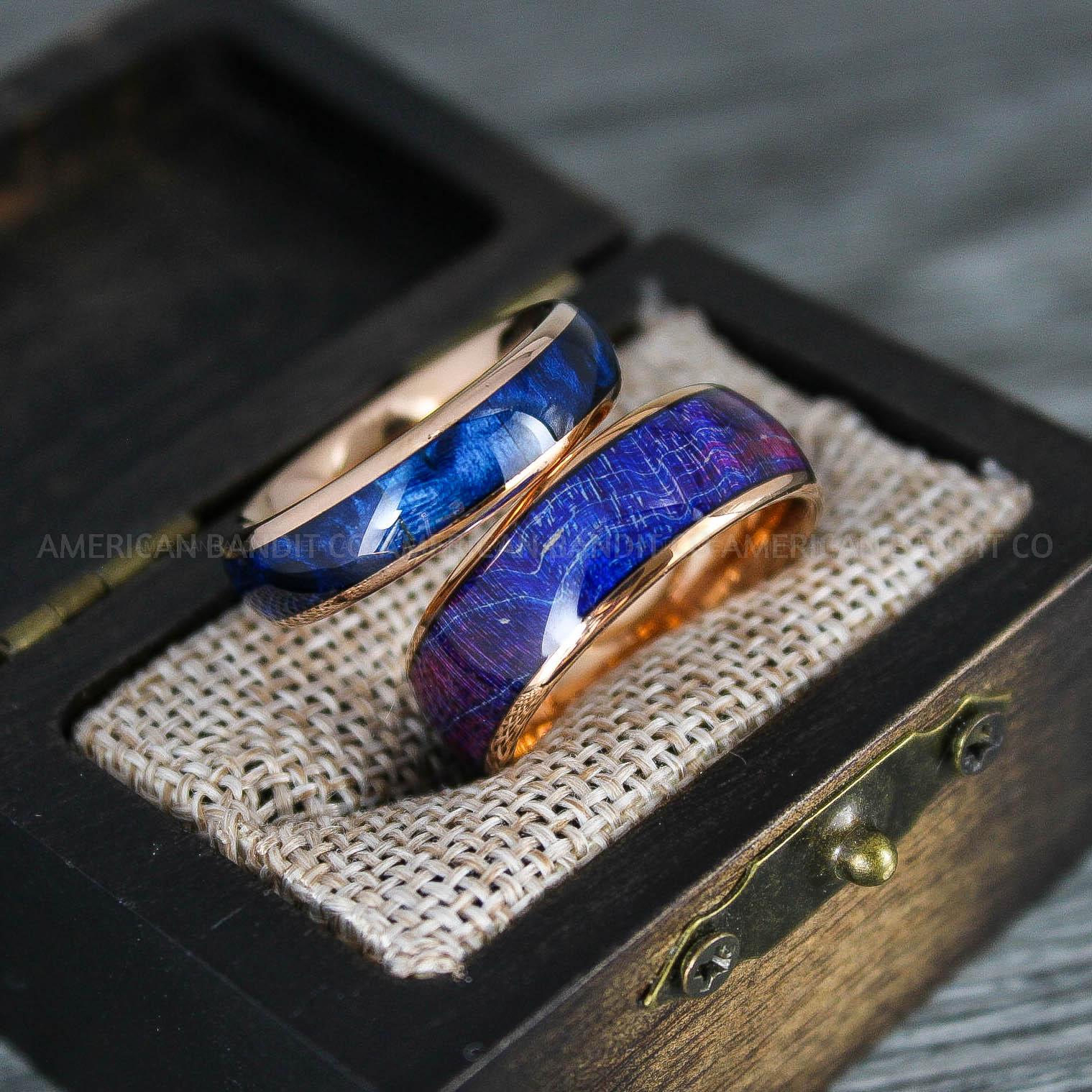 IMG_8334 Wood Rings, Wood Wedding Bands, Rose Gold Wood Rings, Rose Gold Wedding Bands, Wood Wedding Rings, Rose Gold Wedding Rings - Image 1