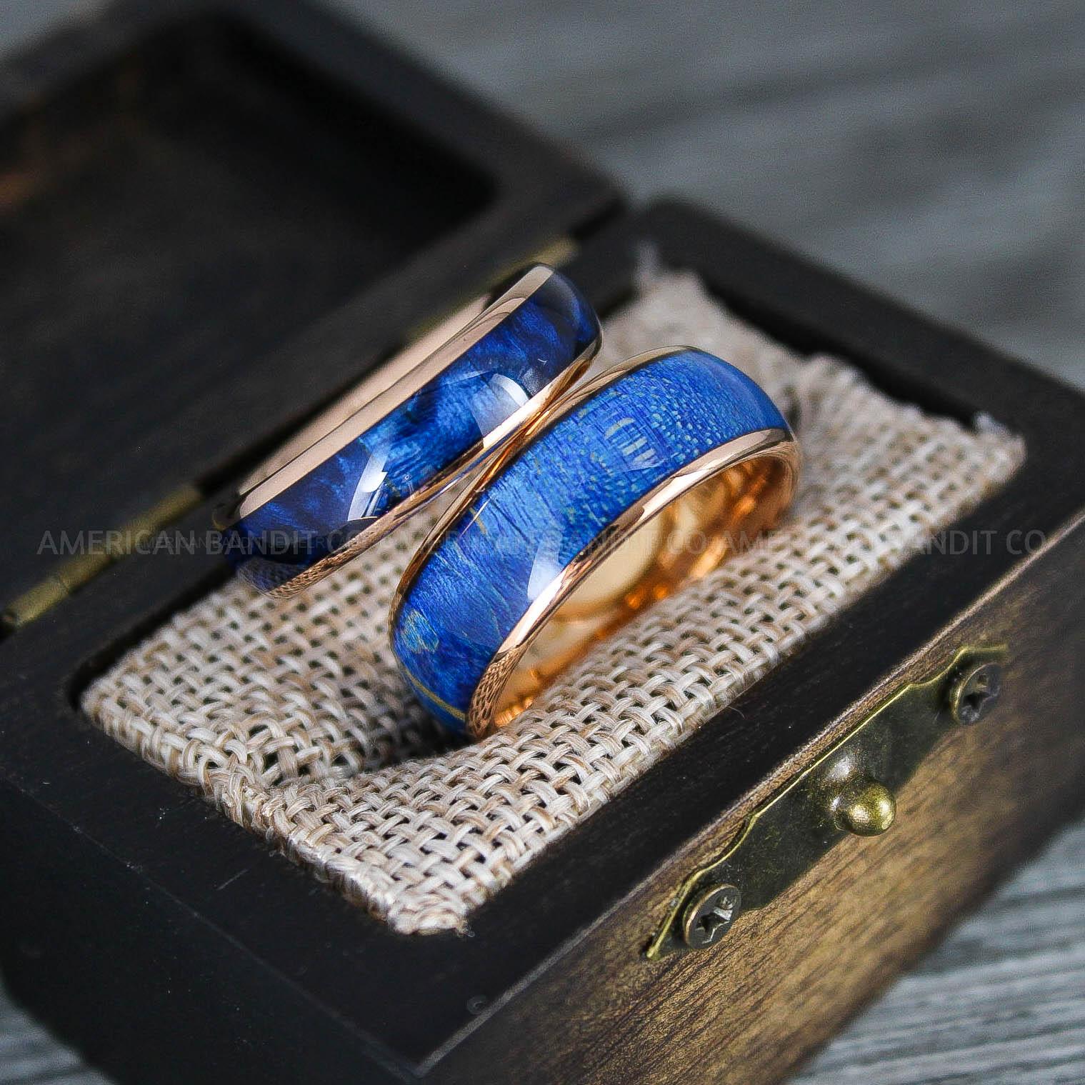 IMG_8344 Wood Rings, Wood Wedding Bands, Rose Gold Wood Rings, Rose Gold Wedding Bands, Wood Wedding Rings, Rose Gold Wedding Rings - Image 1