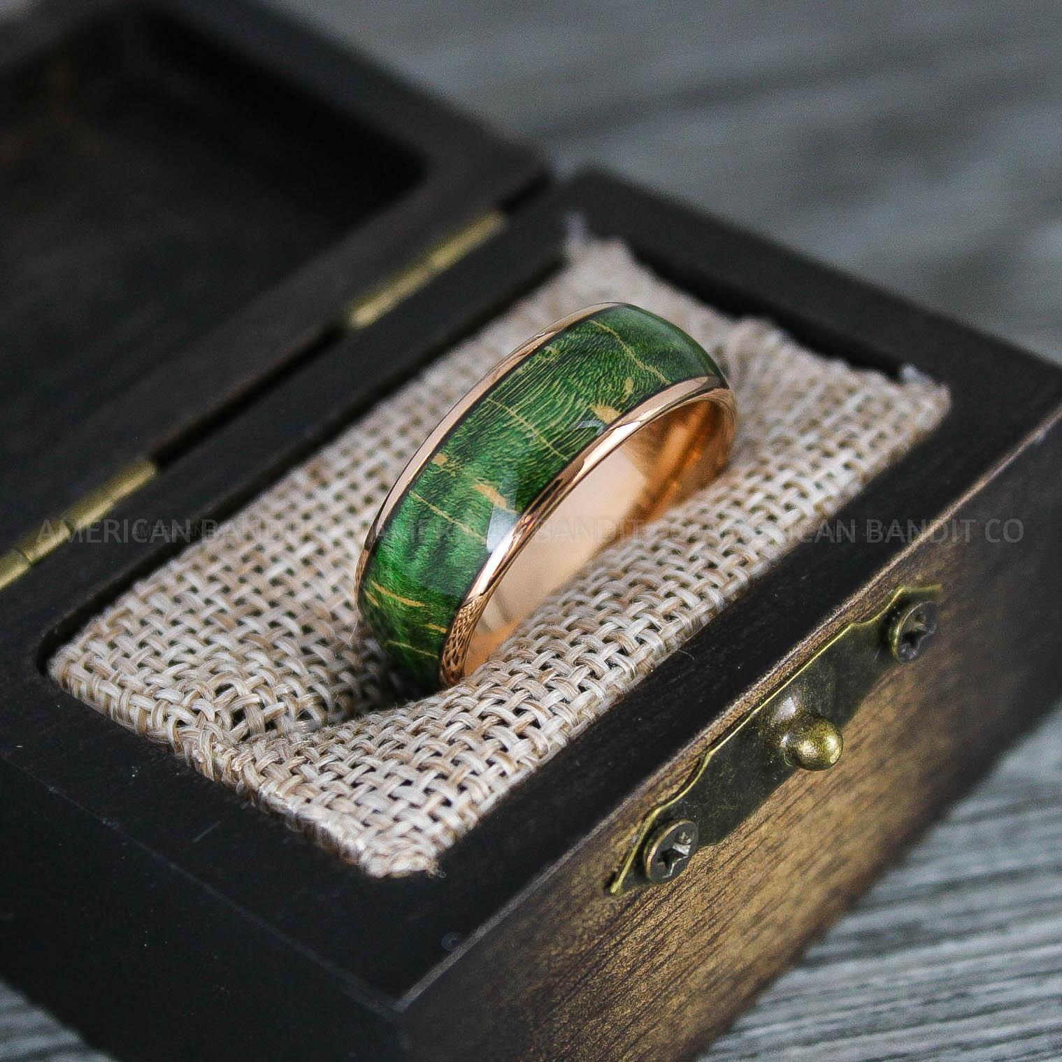 IMG_8345 Wood Ring, Wood Wedding Band, Rose Gold Wood Ring, Rose Gold Wedding Band, Wood Wedding Ring, Rose Gold Wedding Ring - Image 1