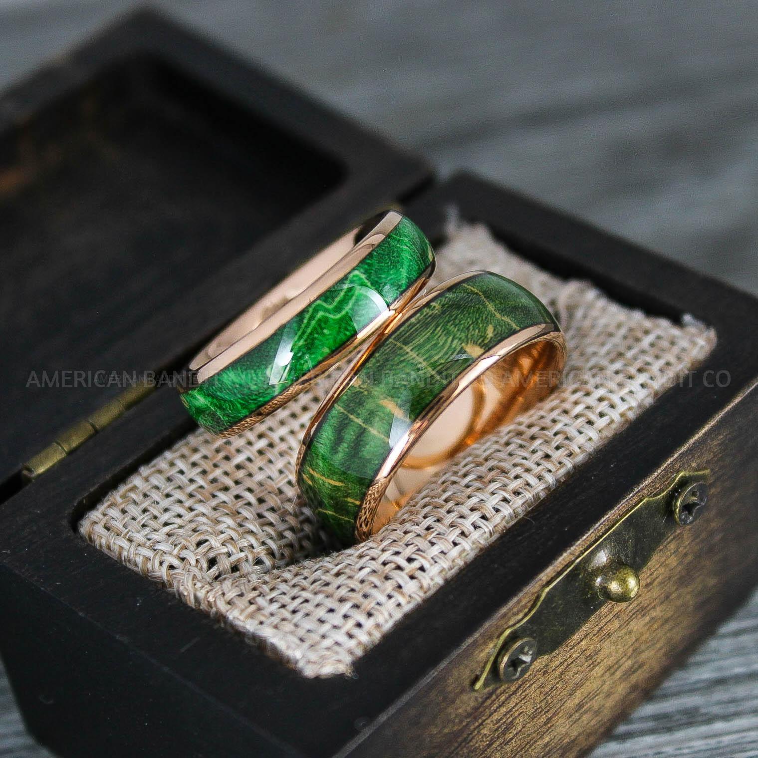 IMG_8346 Wood Rings, Wood Wedding Bands, Rose Gold Wood Rings, Rose Gold Wedding Bands, Wood Wedding Rings, Rose Gold Wedding Rings - Image 1