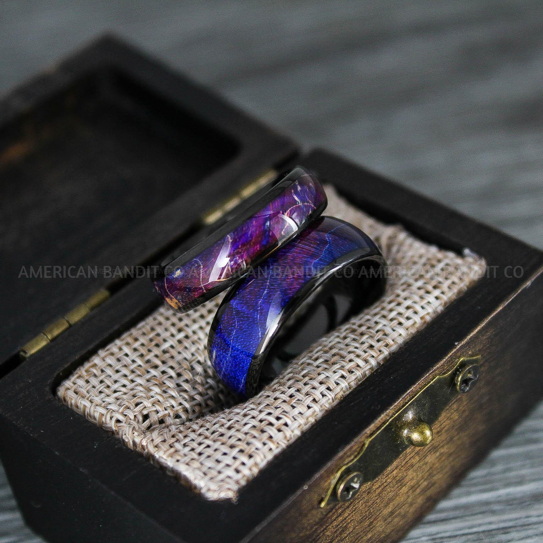 IMG_8363 Wood Rings, Wood Wedding Bands, Black Wood Rings, Black Wedding Bands, Wood Wedding Rings, Black Wedding Rings - Image 1