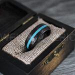 Turquoise Rings, Turquoise Wedding Rings, Turquoise Wedding Bands, Turquoise Jewelry, Black Wedding Rings, Black Wedding Bands, Crushed Turquoise Rings - Image 3