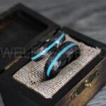 Turquoise Rings, Turquoise Wedding Rings, Turquoise Wedding Bands, Turquoise Jewelry, Black Wedding Rings, Black Wedding Bands, Crushed Turquoise Rings - Image 2