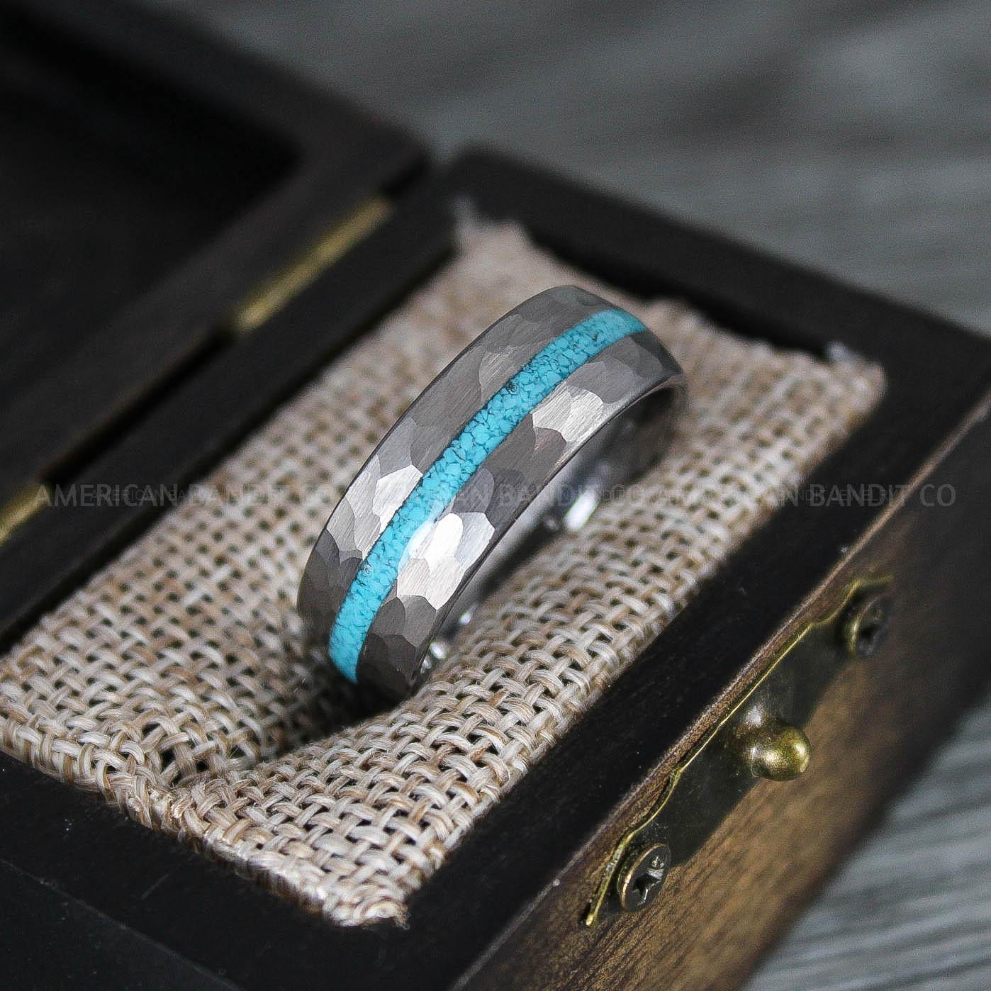 IMG_8372 Turquoise Ring, Turquoise Wedding Ring, Turquoise Wedding Band, Turquoise Jewelry, Silver Wedding Ring, Silver Wedding Band, Crushed Turquoise Ring - Image 1