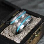 Turquoise Ring, Turquoise Wedding Ring, Turquoise Wedding Band, Turquoise Jewelry, Silver Wedding Ring, Silver Wedding Band, Crushed Turquoise Ring - Image 2