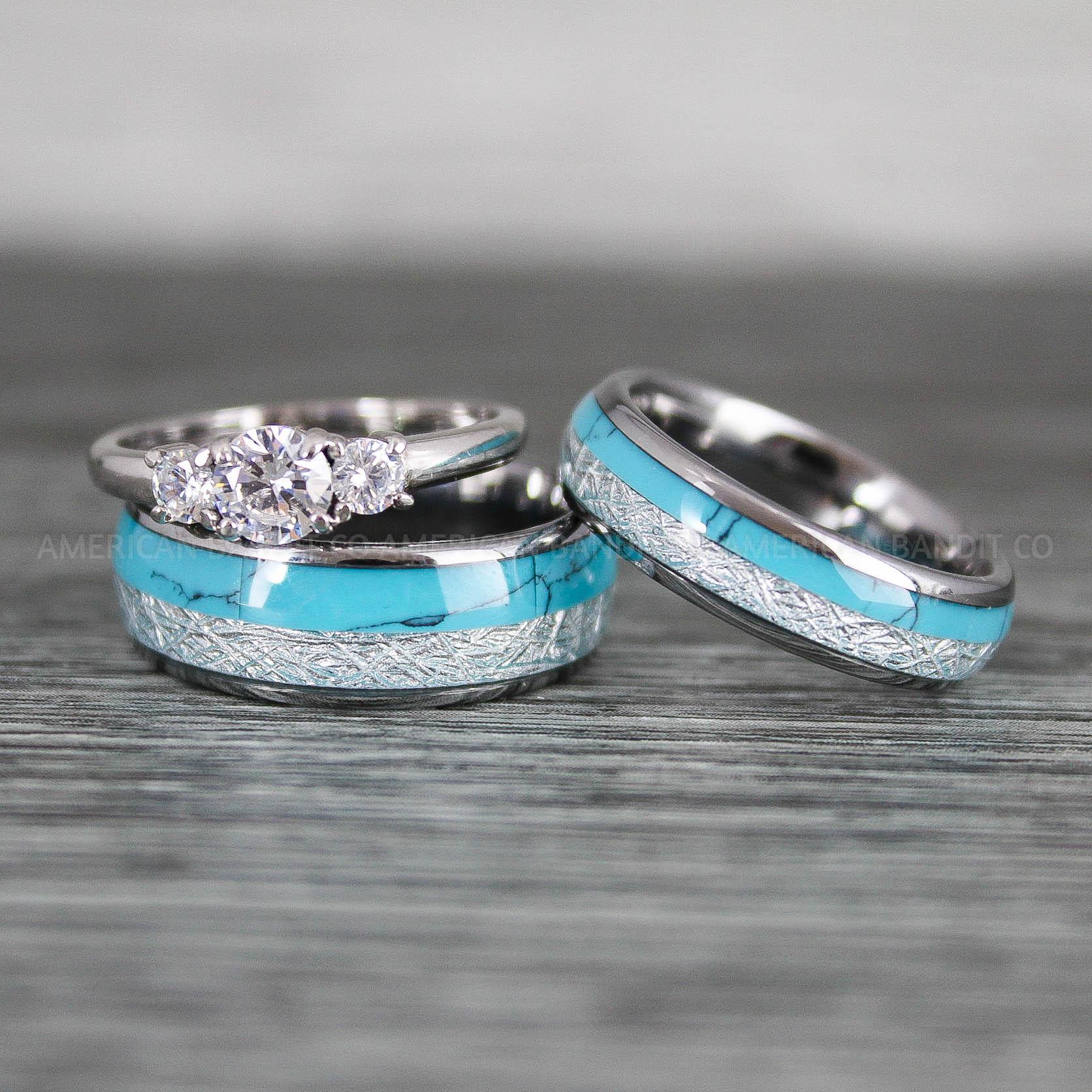 IMG_8377 Turquoise Rings, Meteorite Rings, Meteorite Wedding Rings, Meteorite Wedding Bands, Meteorite Jewelrys, Turquoise Wedding Rings, Turquoise Wedding Bands, Meteor Rings - Image 1