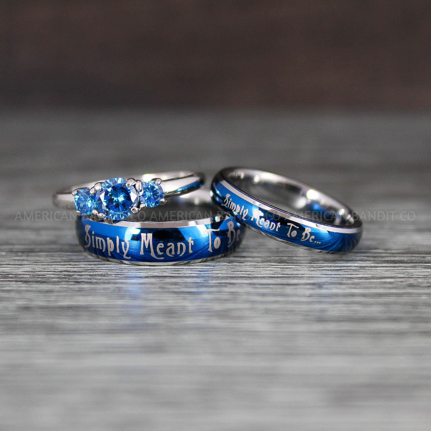 IMG_8388 Simply Meant To Be Rings, Blue Wedding Bands, Blue Wedding Rings, Couple Rings, Couple Jewelry, His and Her Rings, Matching Rings Couple Wedding Ring Couple Jewelry - Image 1