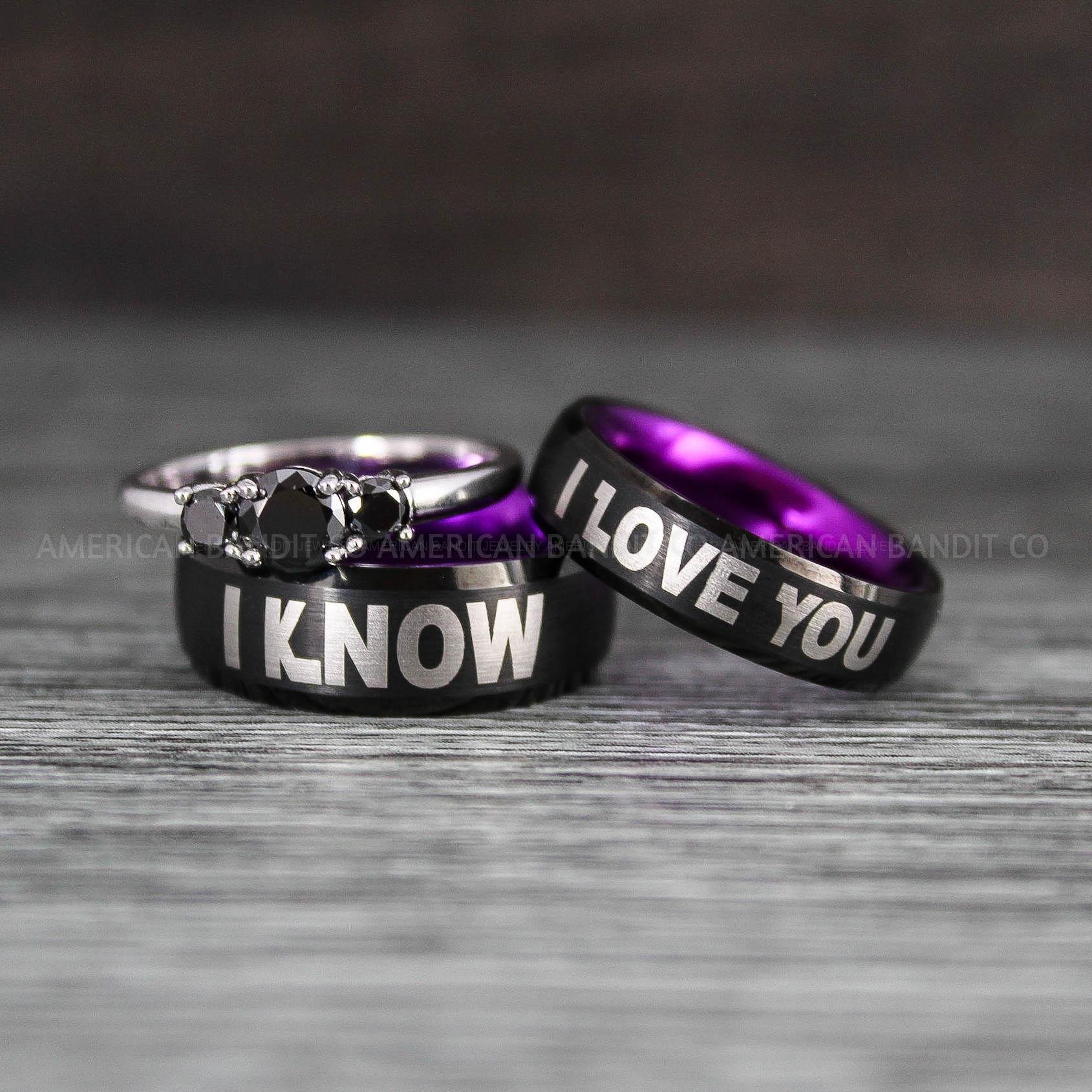 IMG_8402 I Love You I Know Rings, Aurebesh Rings, Black Wedding Bands, Aurebesh Wedding Bands, Aurebesh Wedding Rings, Aurebesh Jewelry - Image 1